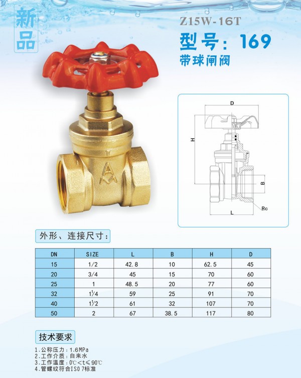 埃美柯閥門 169黃銅閘閥 Z15W-16T工廠,批發,進口,代購