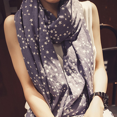 2015最新 星星棉麻 清新超大絲巾 兩用圍巾 披肩空調 時尚女長巾工廠,批發,進口,代購
