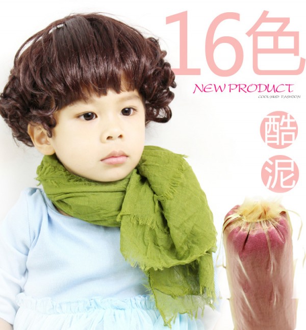 韓版女童圍巾 絲巾 兒童糖果色棉紗圍巾  可愛披肩  可親子工廠,批發,進口,代購