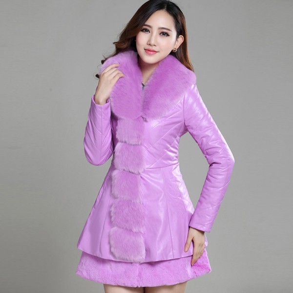 2015pu棉衣女外套 韓版大碼女裝秋冬中長款仿綿羊皮羽絨棉服工廠,批發,進口,代購