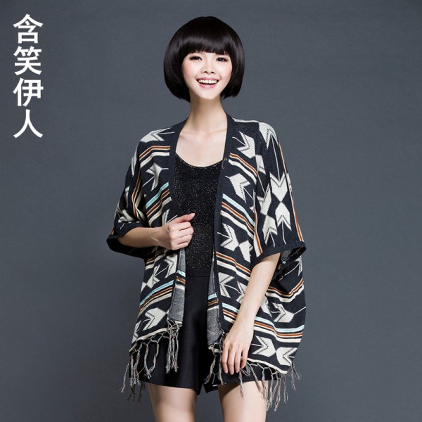 2015秋裝最新款針羊毛織衫女式歐美流蘇毛衣針織開衫披肩外套爆款工廠,批發,進口,代購