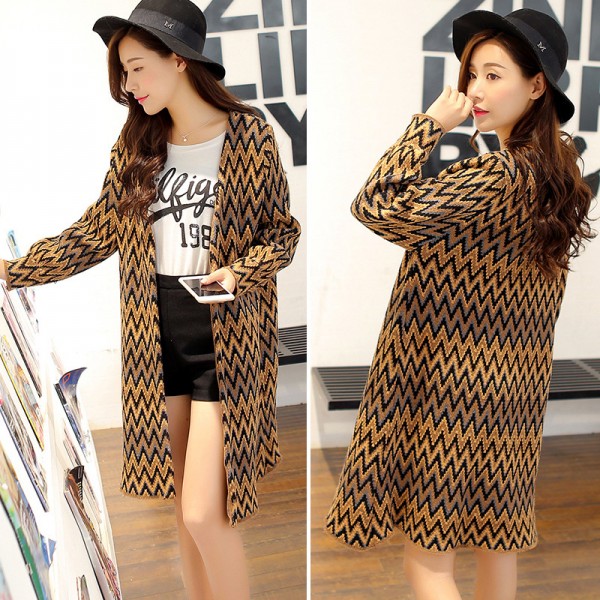 2015冬季新款毛衣開衫 韓版中長款大碼寬松針織衫外套 女廠傢直銷工廠,批發,進口,代購