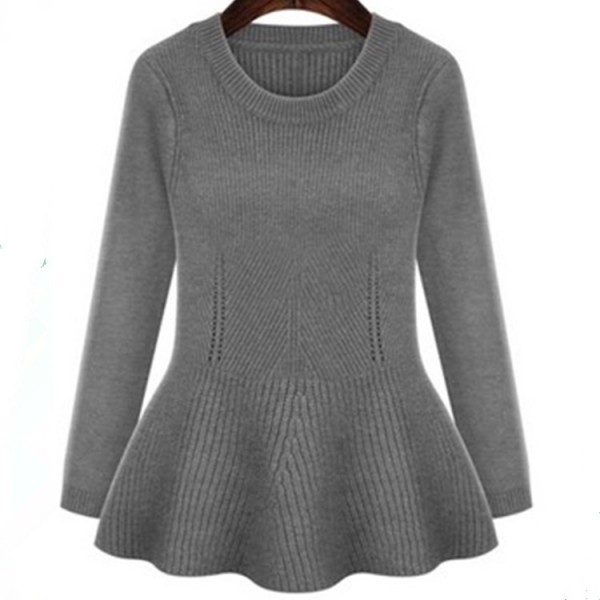 歐美好質量大牌2015秋冬女長袖修身套頭裙擺針織衫毛衣批發工廠,批發,進口,代購