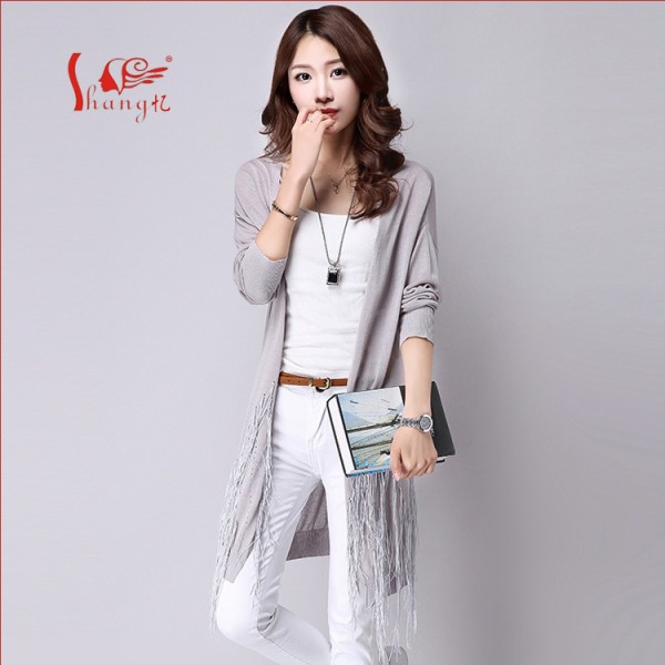 2015秋季新款中長款開衫 v領流蘇下擺開衫針織衫 女式廠傢直銷工廠,批發,進口,代購