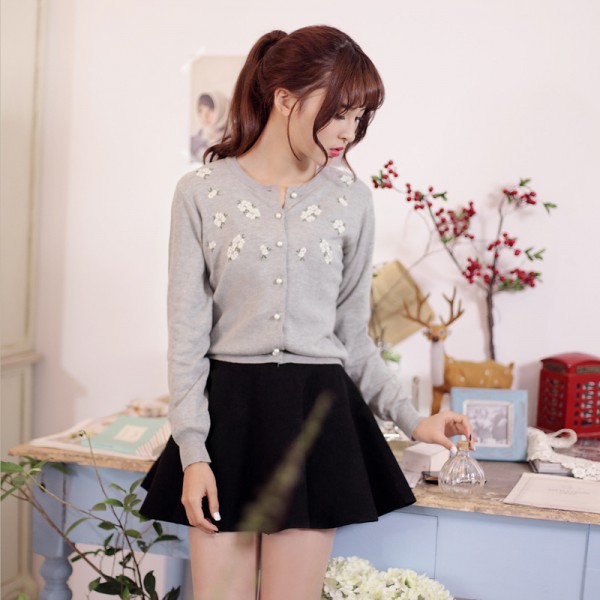 訂貨款 秋冬新款韓版百搭小清新繡花長袖圓領百搭氣質針織衫女工廠,批發,進口,代購