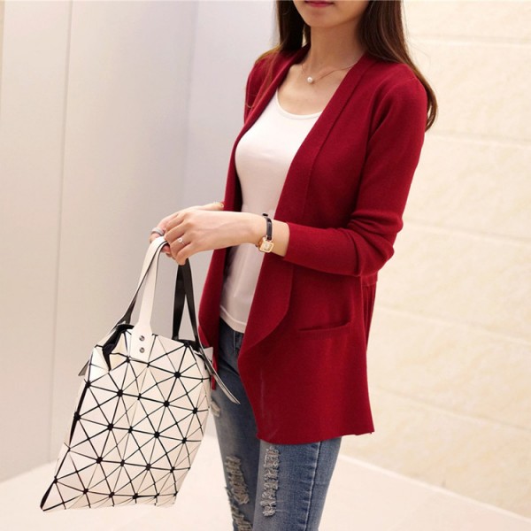 2015秋季新款韓版修身顯瘦純色長袖針織開衫批發女士外套廠傢直銷工廠,批發,進口,代購