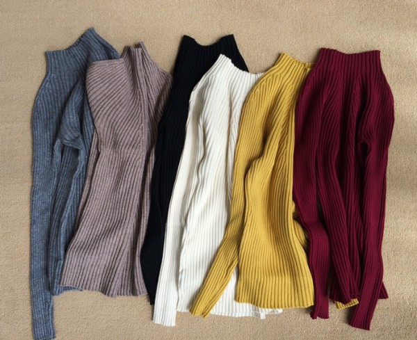 外貿單高彈性 超舒適軟糯半高領棉羊絨打底衫女 6色入工廠,批發,進口,代購