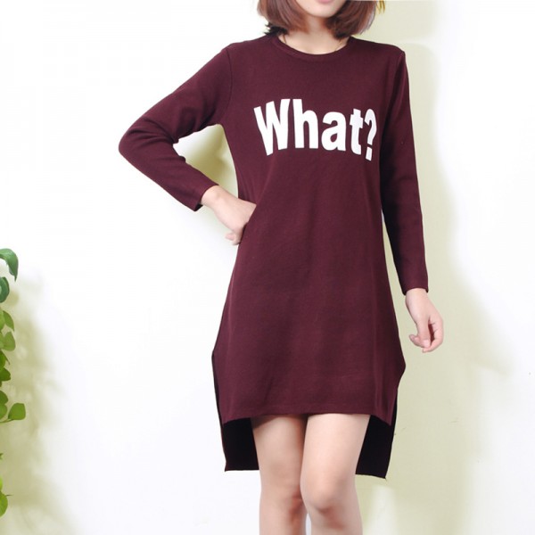 291-0326韓國東大門2015秋款套頭毛衣what字母寬松長款打底針織衫工廠,批發,進口,代購