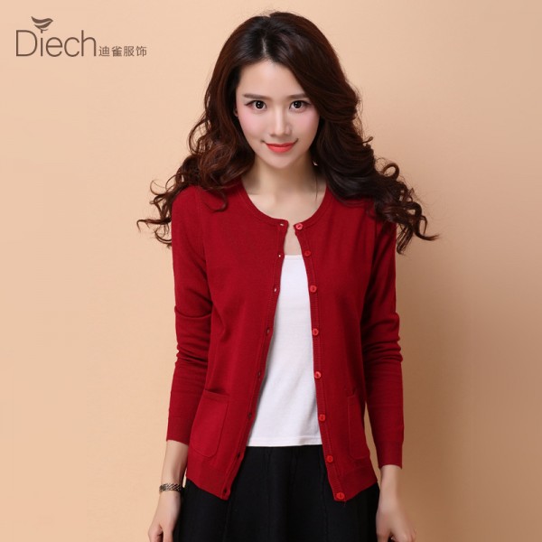 【迪雀】秋季純色開衫 圓領簡約百搭針織開衫女款 經典款！工廠,批發,進口,代購