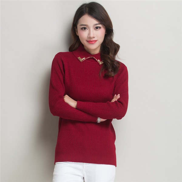 2015秋冬新款韓版長袖套頭毛衣女 彈力針織衫純色修身打底衫工廠,批發,進口,代購