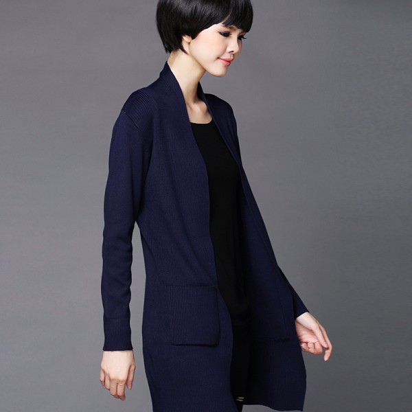 廠傢直銷秋裝2015新款韓版外套女開衫中長款長袖寬松女毛衣針織衫工廠,批發,進口,代購