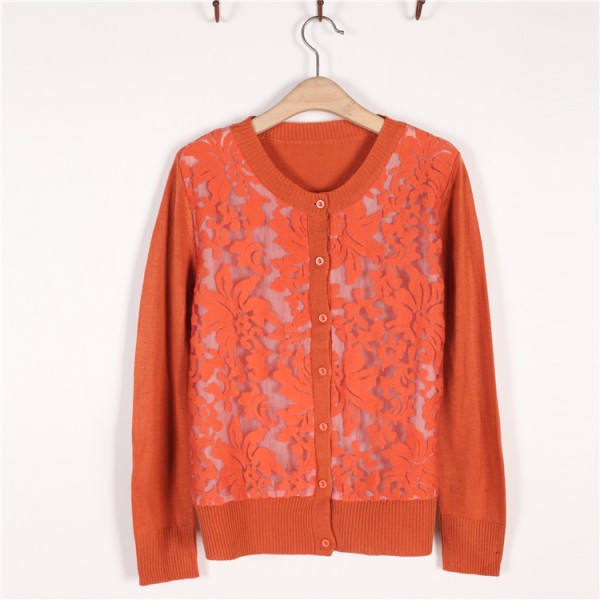 2015新款女裝透明花邊針織衫蕾絲寬松女開衫春秋長袖純色復古毛衣工廠,批發,進口,代購