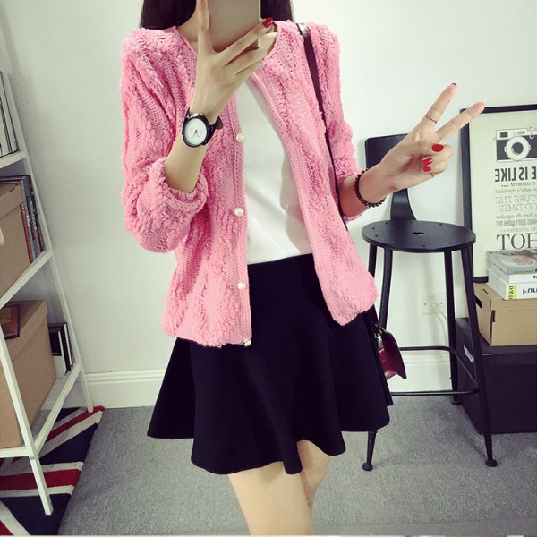 2015秋冬新款針織衫女韓版女裝外套修身長袖毛衣女針織開衫上衣工廠,批發,進口,代購