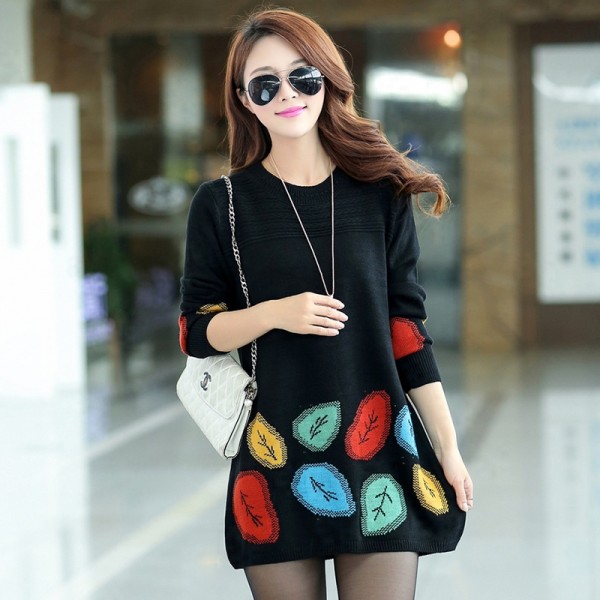 批發2015秋冬新款 中長款針織衫 韓版長袖修身時尚優雅 女毛衣工廠,批發,進口,代購