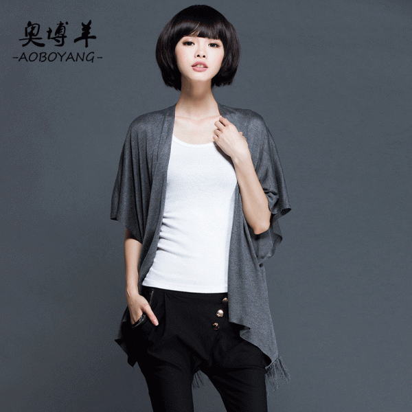 歐美風秋冬新款女式純色針織開衫 披肩時尚羊毛流蘇外套潮女批發工廠,批發,進口,代購