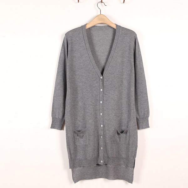 2015秋新款韓版中長款開衫女毛衣前短後長外套寬松長袖針織衫外搭工廠,批發,進口,代購