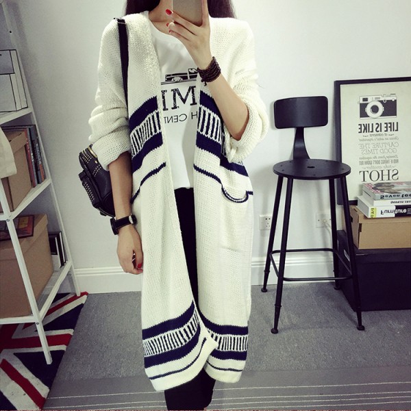 2015秋冬新品針織衫女韓版中長款提花毛衣女寬松打底開衫毛衣外套工廠,批發,進口,代購