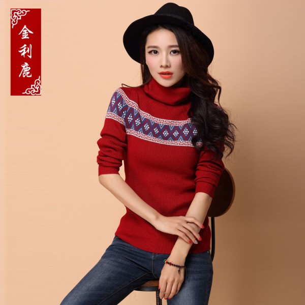 秋冬新款堆堆領女式套頭針織衫 韓版長袖修身顯瘦女式毛衣打底衫工廠,批發,進口,代購