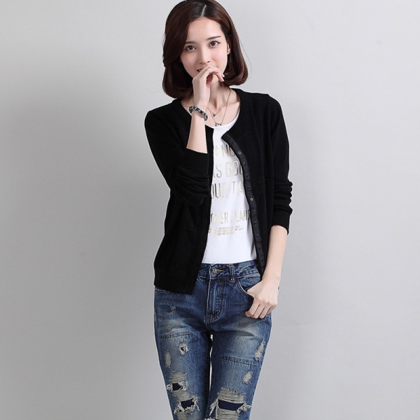 2015秋季新品女式毛衣 休閒短款純色羊毛女式羊毛衫開衫外套工廠,批發,進口,代購