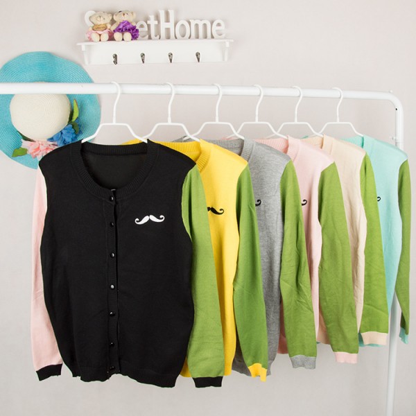 2015秋季時尚新款女裝長袖韓版修身小胡子針織衫 開衫 毛衣批發工廠,批發,進口,代購