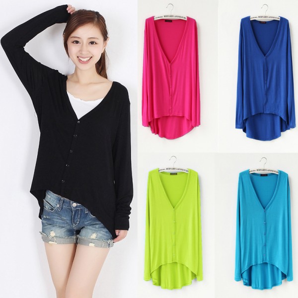 2015新款春夏長袖V領薄外套扣莫代爾百搭短款開衫披肩外套防曬衫工廠,批發,進口,代購