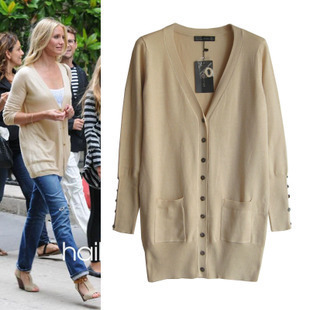 專櫃原單！秋冬女裝針織衫經典雙袋貝殼扣中長款開衫大碼批發工廠,批發,進口,代購