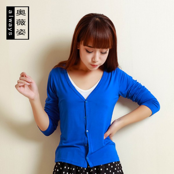 奧薇姿 春夏款 女式莫代爾針織衫 短款防曬開衫 空調衫 廠傢直銷工廠,批發,進口,代購