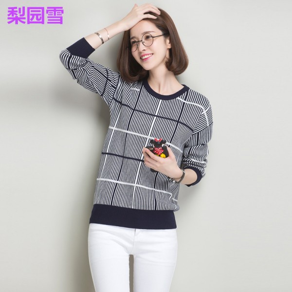 2015新款羊絨簡約條紋針織衫套頭針織打底衫毛衣女批發工廠,批發,進口,代購