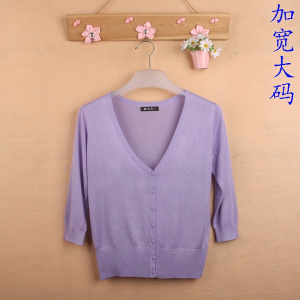 獨傢大碼七分袖夏季薄款女外搭空調衫絲光棉百搭開衫針織衫防曬衣工廠,批發,進口,代購