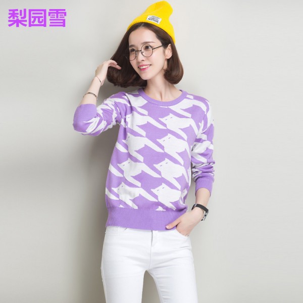 2015新款羊絨簡約千鳥格針織衫套頭針織打底衫女式秋冬毛衣女批發工廠,批發,進口,代購