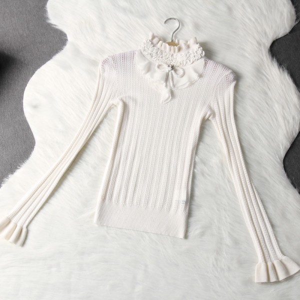 2015秋季新款歐美高端女裝代理時尚純色修身鏤空針織打底衫6510工廠,批發,進口,代購