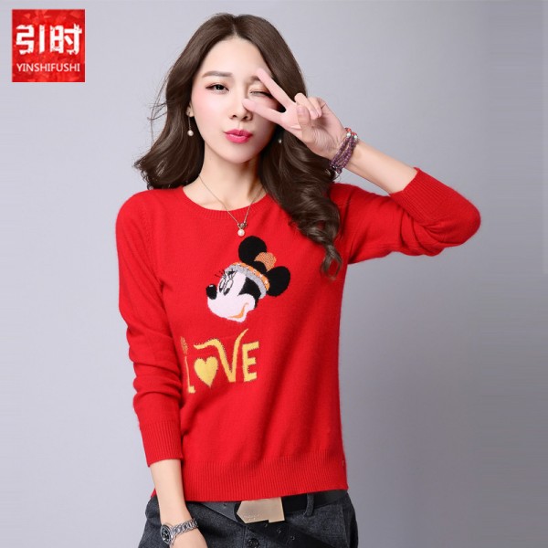 2015新款長袖針織圓領毛衣女套頭修身款貂絨打底衫精美下擺803工廠,批發,進口,代購