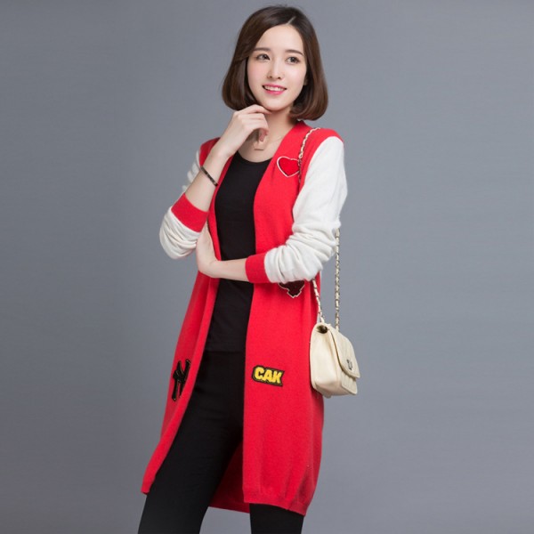 2015秋冬新款字母爆款兔毛衫 韓版時尚長袖中長款女針織開衫批發工廠,批發,進口,代購