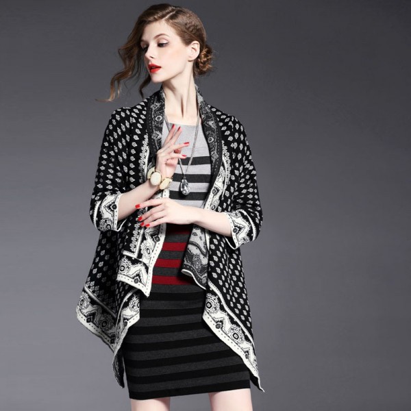 秋裝新款女裝氣質LO通勤百搭不規則中長款針織開衫外套WN77002工廠,批發,進口,代購