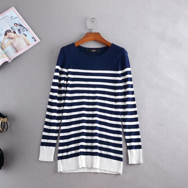 2015秋季新款歐洲大牌女裝原單進口精梳棉條紋長裙中長款針織衫工廠,批發,進口,代購