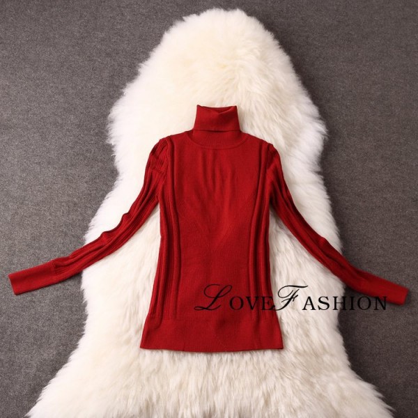 2015歐洲站冬季女裝代理高檔羊毛半高領針織衫長袖打底衫 L7610工廠,批發,進口,代購