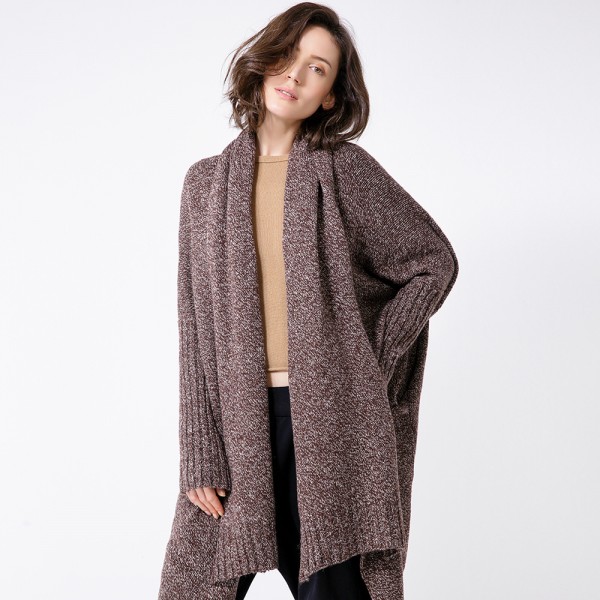 歐洲站秋季新款OL優雅文藝氣質蝙蝠袖針織衫休閒寬松長袖開衫外套工廠,批發,進口,代購