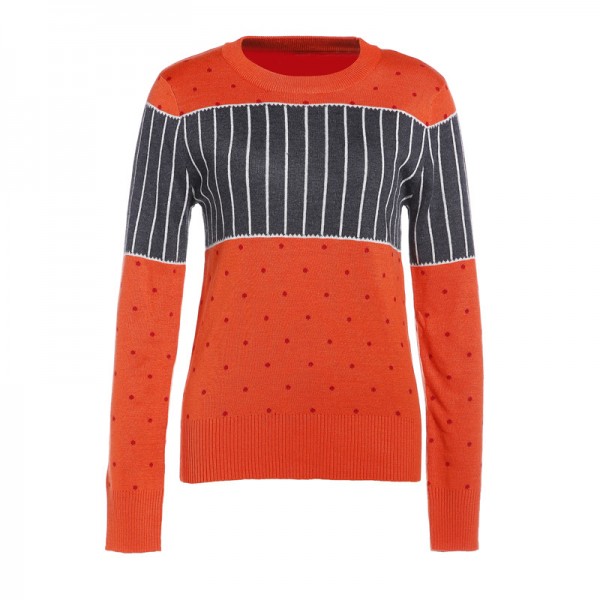 歐洲站外貿高端精品女裝驢L傢重工針織波點撞色上衣長袖 BI1403工廠,批發,進口,代購