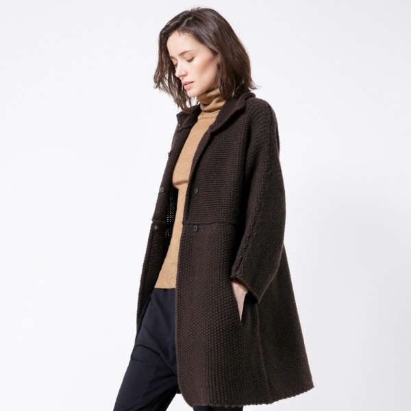 歐洲站秋季新款歐美優雅寬松單排扣開衫長袖中長款翻領針織衫毛衣工廠,批發,進口,代購