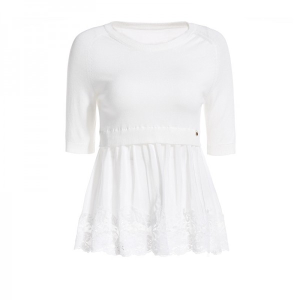 歐洲站外貿2015秋女裝華V傢純色針織拼接下擺修身上衣中袖 BH2503工廠,批發,進口,代購