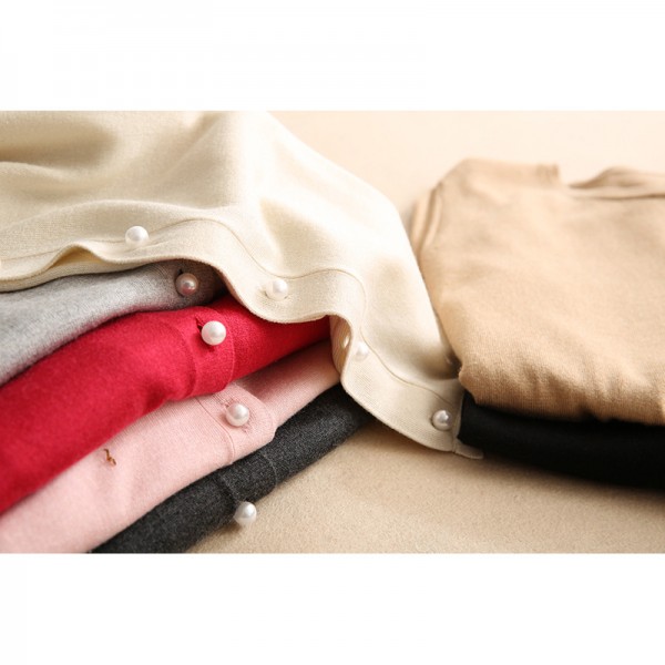 2105秋裝新款時尚毛衣珍珠扣 基礎薄款圓領絲絨混紡針織開衫  7色工廠,批發,進口,代購