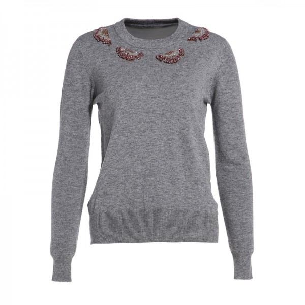 代理加盟女裝秋季新款手工釘珠純色羊毛針織打底衫 女式 O110307工廠,批發,進口,代購