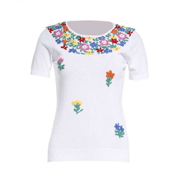 2015秋季新款女裝代理加盟華倫V傢繡花套頭羊絨針織衫短袖 BH0502工廠,批發,進口,代購