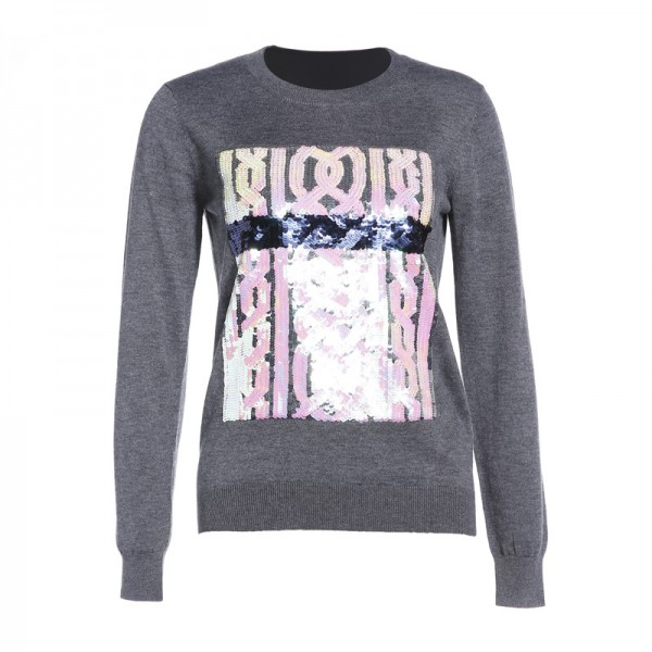 歐美外貿高端女裝新款迪D傢圓領釘亮片羊毛針織上衣長袖 BI1404工廠,批發,進口,代購