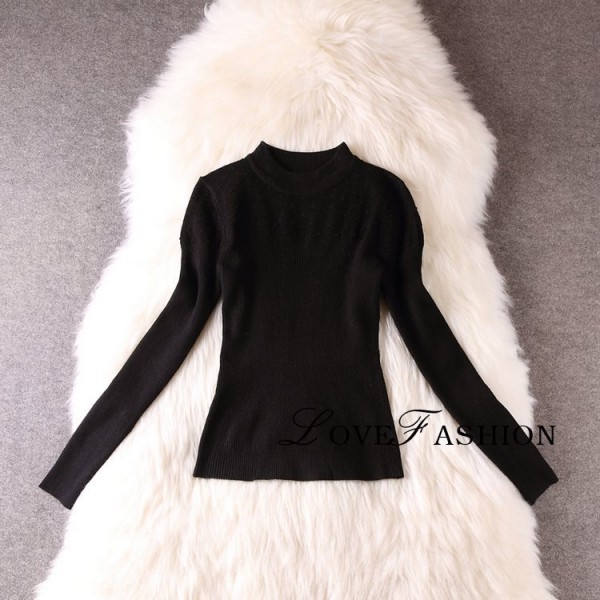 廠傢直供2015歐美秋冬款高檔彈力羊毛針織衫修身長袖打底衫L7314工廠,批發,進口,代購