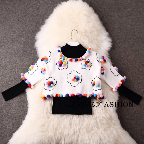 廠傢直供2015歐美款秋冬代理時尚釘彩球針織衫2件套上衣L7566工廠,批發,進口,代購