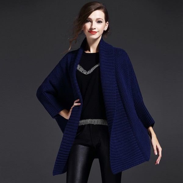 歐洲站時尚蝙蝠袖長袖羊毛毛衣針織開衫中長款秋裝新款女 WN77054工廠,批發,進口,代購