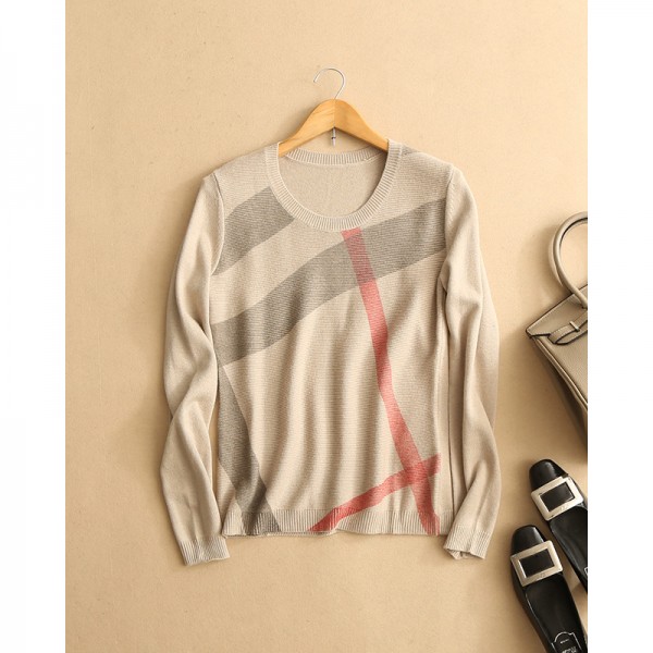 秋裝新款女毛呢時尚羊毛羊絨混紡菱格基礎款長袖套頭針織衫  4色工廠,批發,進口,代購