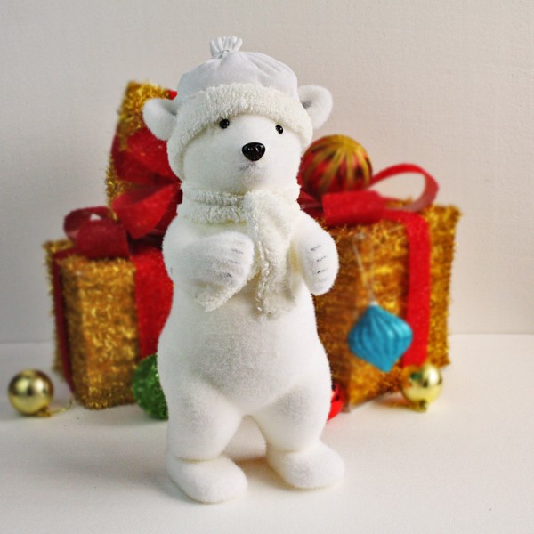 聖誕節用品 聖誕裝飾擺件 聖誕白熊娃娃 北極熊擺件 45cm植絨白熊批發・進口・工廠・代買・代購