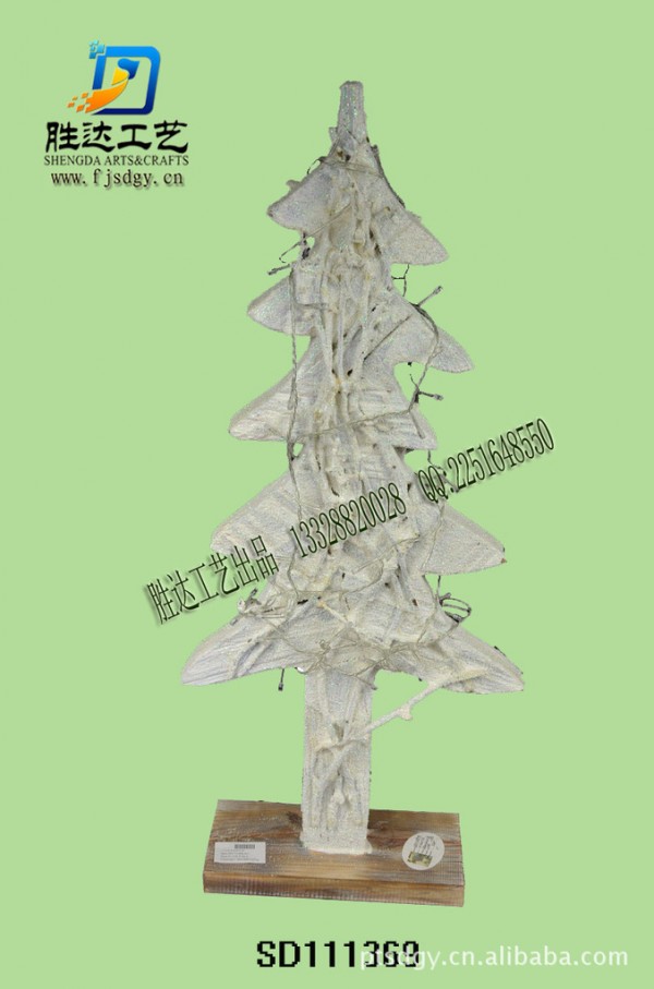 廠傢直供木製工藝品 節日裝飾品 白色聖誕樹 聖誕節裝飾批發・進口・工廠・代買・代購